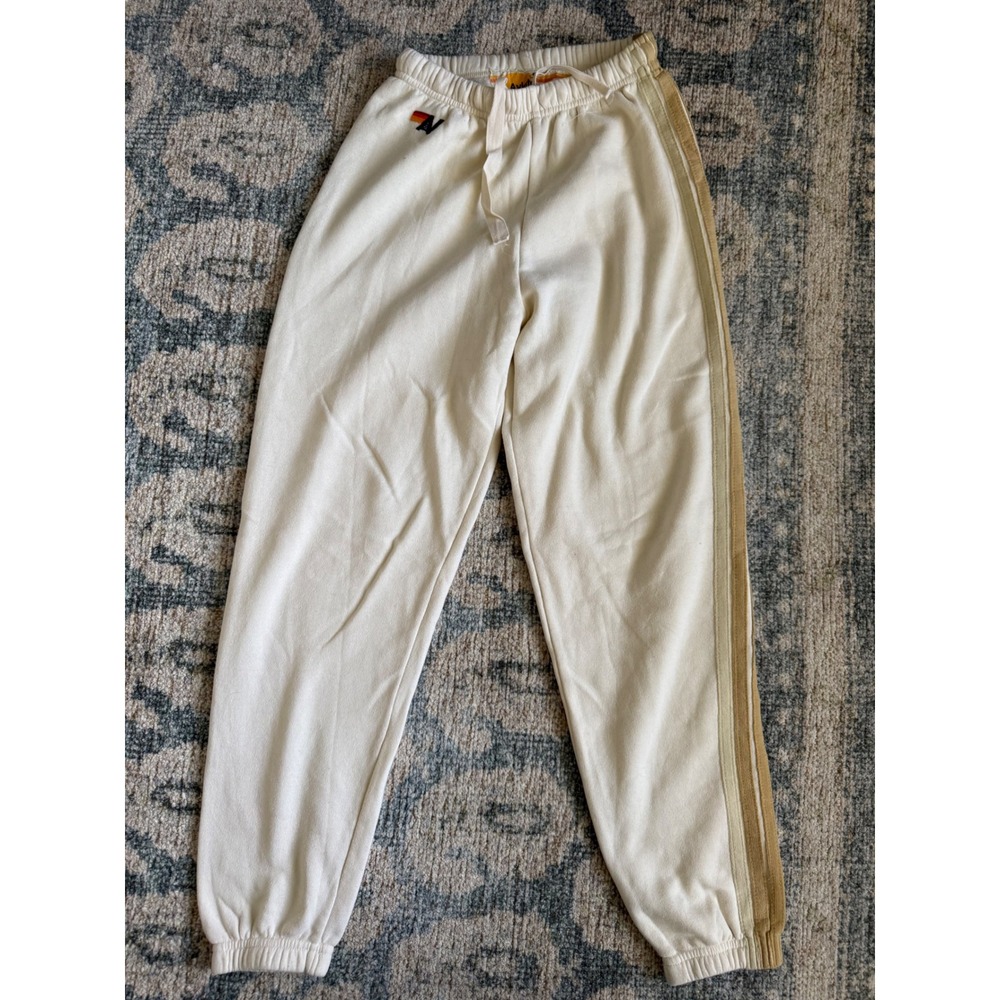 Aviator Nation 5 Stripe Sweatpants in Vintage White‎ Small Excellent Condition - Picture 2 of 4